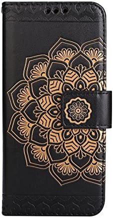 Gelusuk Samsung Galaxy A5 2017 Case,Samsung Galaxy A5 2017 Leather Case,Mandala Flower Design Luxury PU Leather Flip Notebook Style Wallet Full Body Protective Case with Card Slots&amp;Magnetic Closure&amp;Stand Function Case Cover for Samsung Galaxy A5 2017-Black,Mandala