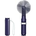 Jsdoin Hand Held Fan, USB Rechargeable Portable Handheld Fan with 3 Speeds Mini Pocket Fan Foldable Travel Fan with Power Bank Desktop Fans with Lanyard for Home Travel Office Outdoor(Blue)