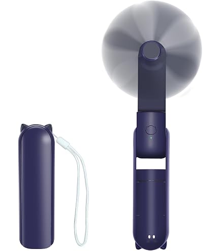 Hippodance Mini Handventilator – Oplaadbaar Via USB, Met LED-display, Powerbank-functie & Schattige Konijnenoren (2000 MAh)