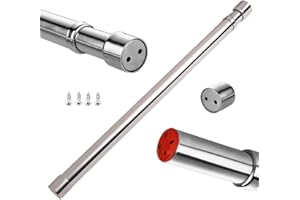 Sinzau Extendable Wardrobe Rail Stainless Steel Clothes Rail Sturdy Recess Rail Pipe with End Boxes 68-120 cm