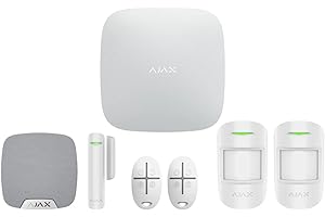 EPICLOUD AJAX Kit 2G+LAN Wireless Alarm StarterKit for Apartments, 2 Motion Detectors, 2 Keyfobs, 1 Door Sensor, 1 Home Siren, SIM Card, Official Warranty (White)