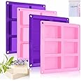 Bangp 4 Pack Silicone Soap Molds,Rectangle Soap Mold,6 Cavities Silicone Molds for Craft Soap Making,Cake Chocolate Mold,with 100pcs 3.5x5 inches Bags