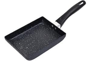DROPEE Padella Tamagoyaki Induzione - Padella per uova giapponese con manico rimovibile, Tamagoyaki Padella Rettangolare Padella per La Colazione, 18 x 13 cm