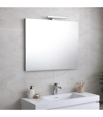 Kiamami Valentina - Specchio Rettangolare Retroilluminato a LED | Specchio Ingranditore Integrato | Touch Control | 120x70 cm, Vetro
