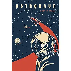 Wildmark Paper Astronaut Lost in Space Premium Wall Poster for Room and Office (Multicolour, 12x18 inches)