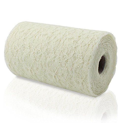 DegGod Weinlese Spitze Rollen Tischläufer Spitzenband vintage Stuhl Schärpe Für Hochzeit Geburtstag Feier Party Vintage-Stil Tischdekoration — 22m x 15cm (Creme) - 2