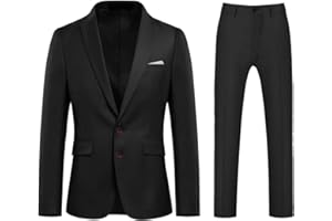 Allthemen Traje de Hombre de 2 Piezas de Color Liso con Dos Botones de Trabajo Business (Blazer + Pantalones)