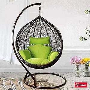 Comfort Home Single Seater Swing Chair with Stand & Cushion & Hook Outdoor/Indoor/Balcony/Garden/Patio/Home Improvement (Brown Stand - Brown Round Cushion)