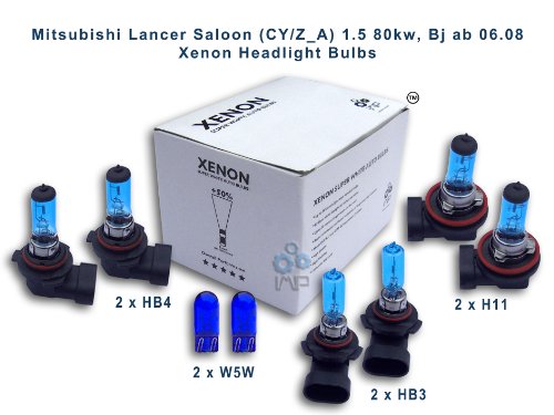 Mitsubishi Lancer Saloon (CY-Z_A) 1.5 80kw, Bj ab 06.08 Xenon Headlight Bulbs H11, HB3, HB4, W5W