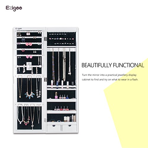 comprare on line Ezigoo Specchio Portagioie da Parete – Da Montare a Parete/Armadio Portagioie da Parete con Luci LED 110 x 31.5 x 8.5 cm prezzo