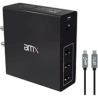 AMX XP 60 4-Port 62W Wall Charger (45W USB-C Power Delivery PPS 3.0) & (17W USB-A 3-Port) with AMX USB-C to USB-C 3.1 Gen 2 Power Delivery Cable (2M)