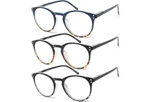 Vecien Lesebrille 3 Stuecke Federn-Scharnier Brillen Mattes Finish fürein, Kristallgläser gibt Ihnen ultra-klare Sicht, Federscharniere Musterdesign für Männer und Frauen