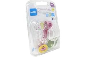 Mam Clip It & Cover - Cadena para chupete con protector de chupete, modelo surtido, Instrucciones en Lengua Extranjera