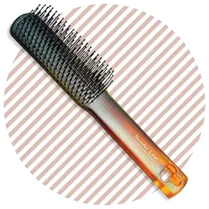 Scarlet Line Professional 9 Row Flat Hair Styling Brush for with Anti Slip Stylish Handle with Ball Tip Nylon Bristles for Women n Men_Shell