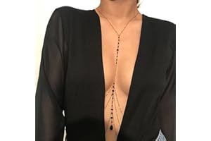 Bramian Black Bead Körperkette Gold BH Sexy Bikini Körperschmuck Halskette Ketten für Frauen und Mädchen