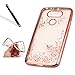 Produktbild Diamant Hülle für LG G5,Bling Glitzer Sparkles Strass Diamond Crystal für LG G5,Leeook Luxuriös Luxus Noble Schön Shining Rose Gold Electroplate Plating Frame Technologie Entwurf Floral Rosa Blume Schmetterling Butterfly Muster Entwurf Durchsichtig Transparent Clear Klar TPU Silikon Scratch-Resistant Schützend Handy Hülle Schutzhülle Soft Rückseite Case Cover Tasche für LG G5-Rose Gold,Pink Flower
