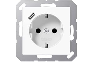 VOLTKING Jung A1520-18CWW - Toma de corriente Schuko con USB tipo C (máx. 3 A), carga rápida con mayor protección táctil (termoplástico irrompible), color blanco alpino