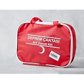Doğal Eczane Deprem &Ccedil;antası, Y&ouml;netmeliğe Uygun, 38 Par&ccedil;a İlk Yardım Malzemesi, Kırmızı, Su Ge&ccedil;irmez Polyester, 30x25 cm