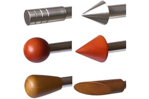 BASIT Endstück f. 16mm Gardinenstangen Edelstahl Look Holz versch. Designs wählbar, Modell:E50