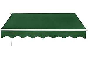Panana Manual Awning Canopy Outdoor Patio Garden Sun Shade Shelter Top Fabric (3.95x3m, Green)
