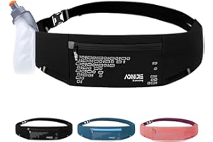 WELLWISE Men Women Waterproof Running Belts with Bottle,Adjustable Water Bottle Running Hands Free, Large Phone Running Belt with Water Bottle fit 6.8Inch Phone (Black+250ml Water Bottle)