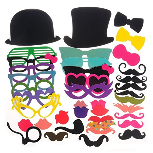 Foto Booth Requisiten 62 Fotorequisiten DIY Kit für Hochzeit Party Graduierung Geburtstage Ankleiden Zubehör Kostüme - 4