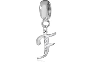 YIRONG JEWELRY Charm in argento Sterling 925 con ciondolo a forma di lettera dell'alfabeto, utilizzabile come iniziale o per formare parole, compatibile con bracciali Pandora