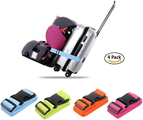 Alodor Toddler Baby Car Seat Traveling Strap Luggage Suitcase Belt Travel Bag Accessories 4 Pack (Multi-color)