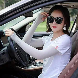 PROSPO UV Sun Protection Cooling Arm Sleeves for Girls/Women/Men/Cooler Protective Sleeves to Cover Arms/Sun Tan Resistant Scooter/Sports Sleeves/Car Arm Care & Bike Anti-tanning Sleeves (1 Pair)