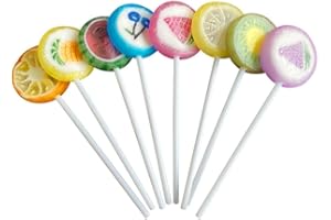 SWEET FLASH Handmade Rock Lollies Pack of 30 - Individually Wrapped Fruit Sweets with Motifs - Sweets for Children, Parties & Events - Colourful Fruit Flavours