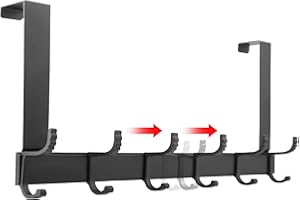 Gelanty Türhaken Zum Einhängen, Beweglich Türgarderobe mit 12 Haken, Kleiderhaken Tür Ohne Bohren, Garderobenhaken tür für Küche, Badezimmer Schlafzimmer, Türaufhänger für Kleidung Rucksack