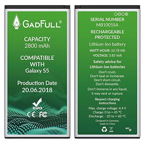 GadFull Batterie pour Samsung Galaxy S5   Date de Production est 2018   correspond    l   EB-BG900BBE EB-BG900 Lithium-Ionen-batterie d   origine du m