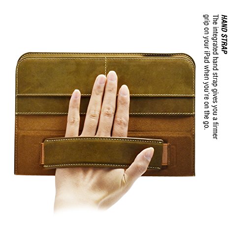 MANNA Ultraslim iPad Mini 3 Folio Hülle | Cover mit Autosleep – Funktion | Case aus Nubuk Leder , braun | Aufstellbare Tasche | Schutzhülle für iPad Mini Retina - 3