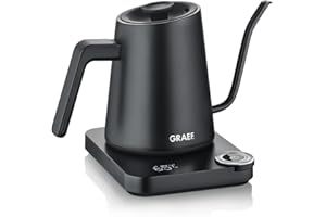 GRAEF. GRAEF Pour-Over czajnik elektryczny GK502, regulacja temperatury i timer, dzióbek typu łabędzia szyja, 900 ml, czarny matowy