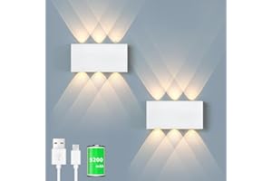 LZGS Go Swing Bands 2pcs Lampe murale Avec interrupteur Touch Trois couleurs Variateur continu Led Sans fil Installation magnétique Intérieur Décoration Table de nuit (2pcs blanc)