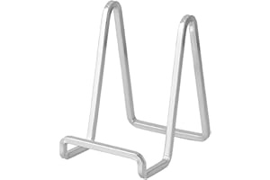 DIDUDIDU Soporte Platos Mesa Caballete Expositor - 3 Piezas Soportes para Platos Decorativos - Soporte de Placa para Exhibicion - Caballetes de Hierro Plata Para Marcos de Fotos | Libros | Arte - 4,5 Pulgadas