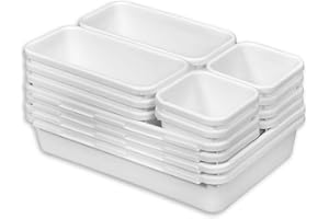 Grixz Set di 16 organizer per cassetti, per trucchi, cassetti, cucina, cosmetici, ufficio e casa, colore: bianco, SMT-MS0063-EU