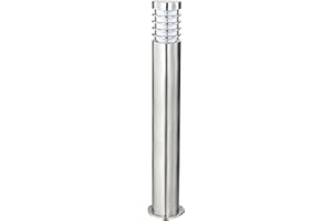 National Lighting IP44 Rated Triangular Bollard Light Outdoor Driveway Patio Mains LED Bollard Lights, Brushed Stainless Steel Finish Lamp Post 800mm, 9W 240V LED ES E27 (Not Included)