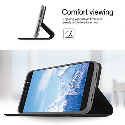 Ulefone S8 Pro Cover, KuGi Slim Flip Cover Custodia per Ulefone S8 Pro Smartphone (Flip Series - Nero)