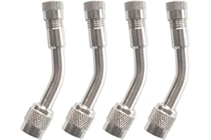 QitinDasen 4Pcs Professionnel Adaptateur d'Extension de Valve de Pneu, Extension de Tige de Valve de Pneu de 135 Degrés, Prolongateur Coude pour Valve de Pneu, pour Voiture Camion Moto Vélo (Argent)