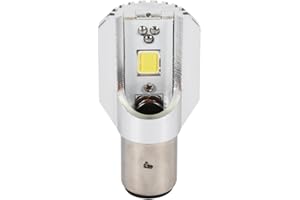 Qiilu BA20D Motorcycle LED Headlight Blub High/Low Beam Light COB Scooter Head Lamp