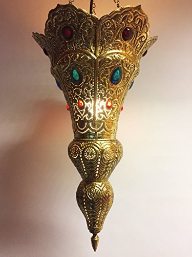 Preisvergleich Produktbild Orientalische Messinglampe Baysan goldfarbig