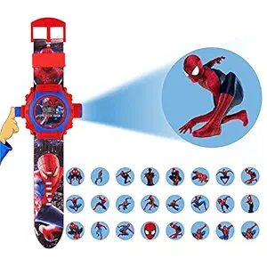 Garg Traders 24 Images Spiderman Projector Watch for Kids, Birthday Return Gift- (Multi Color)