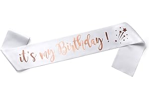 OMISS Schärpe It's My Birthday für Geburtstag auf Englisch – zum Tragen am Tag für Ihren Geburtstag (Weiß und Kupfer)