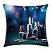 Produktbild WITHY Poker Tournament Decorations Throw Pillow Cushion Cover, Gaming Table with Poker Chips Dramatic Display Vegas Leisure, Decorative Square Accent Pillow Case, 18 X 18 Inches, Multicolor
