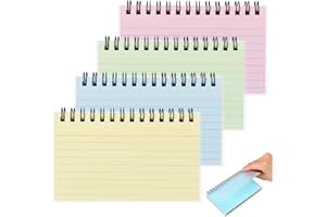 NOKDAL 4 Pz Flashcards Index Cards Scheda Indice Spirale Record Cards 200 Fogli Flash Cards Study Cards Schede Di Revisione Flash Cards Vuote Schede a Righe con Copertura Trasparente per Note Adesiv