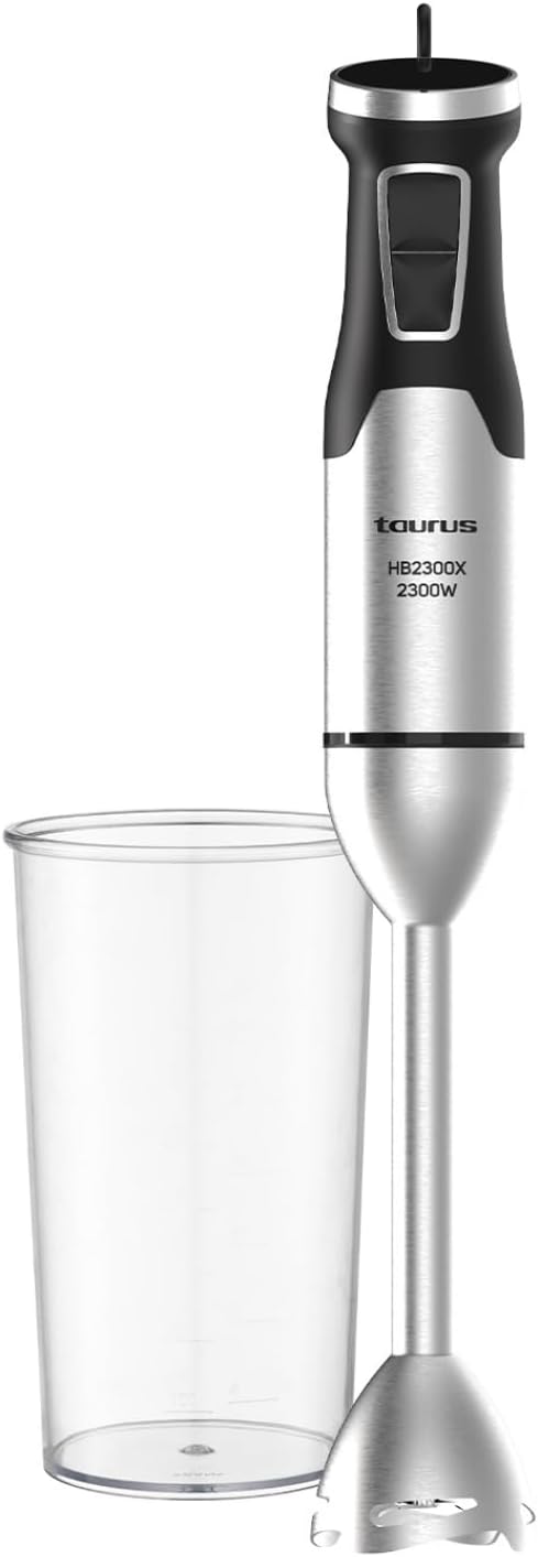 Taurus – Batidora de mano HB2300X | 2300 W | 4 Cuchillas Inox | Regulador de velocidad | Función Turbo | Diseño antisalpicaduras | Accesorio: vaso medidor 1 L