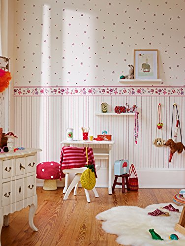 Esprit Home Bordüre Girls Dreams Vlies 5,00 m x 0,13 m rot lila weiß Made in Germany 941273 94127-3 - 3