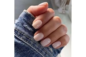 Irikdescia 24 sztuki, sztuczne paznokcie do naklejania, kolor kości słoniowej, krótkie, kwadratowe, średni kształt, sztuczne paznokcie