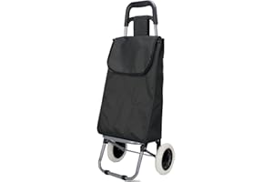 ECOSTAR 1618 Carro de Compra Plegable con Gran Capacidad, 40 litros, 90x30x35cm, 2 Ruedas (Negro)